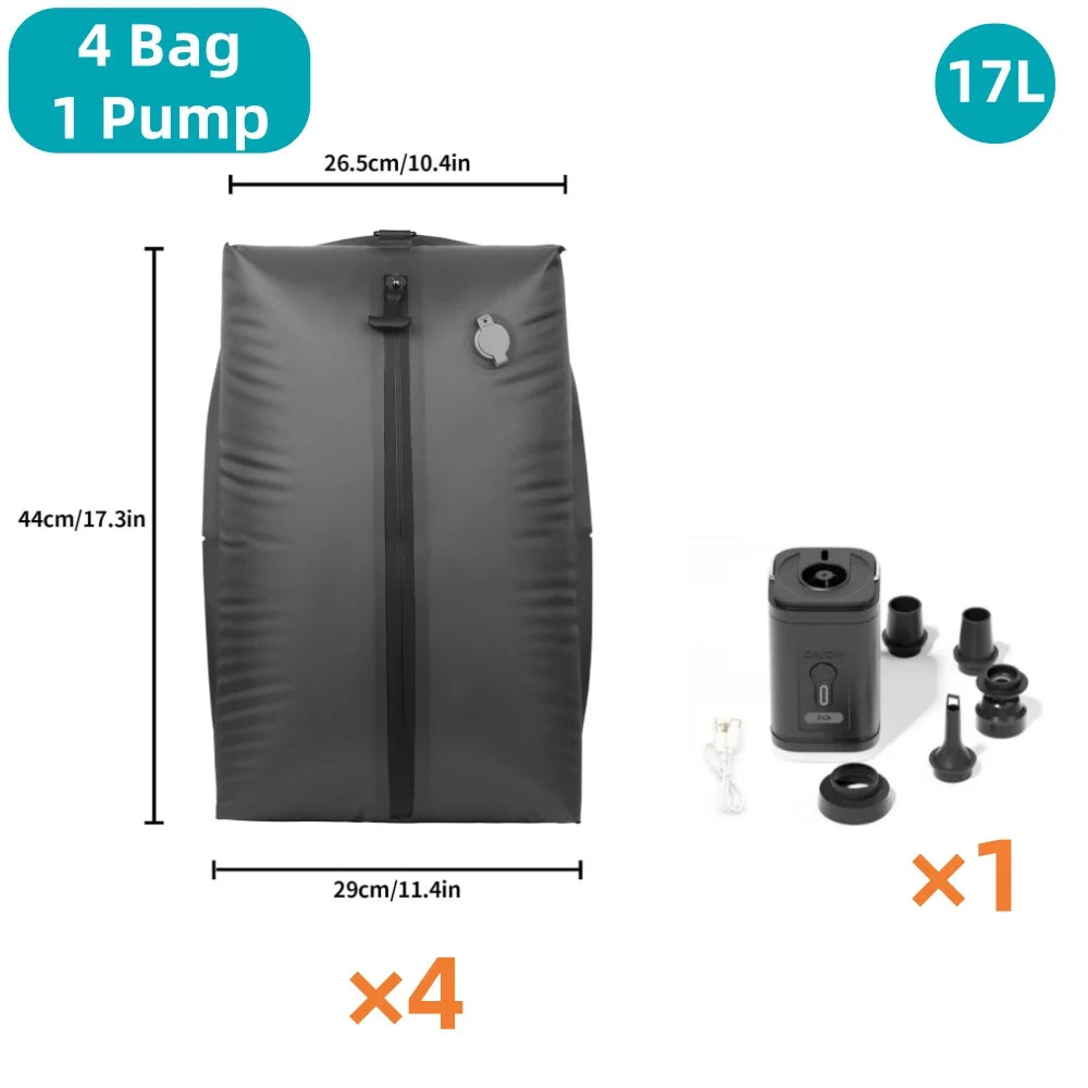 VacMax, שקית ואקום לאחסון ולנסיעות, 17 ליטר, כולל משאבה